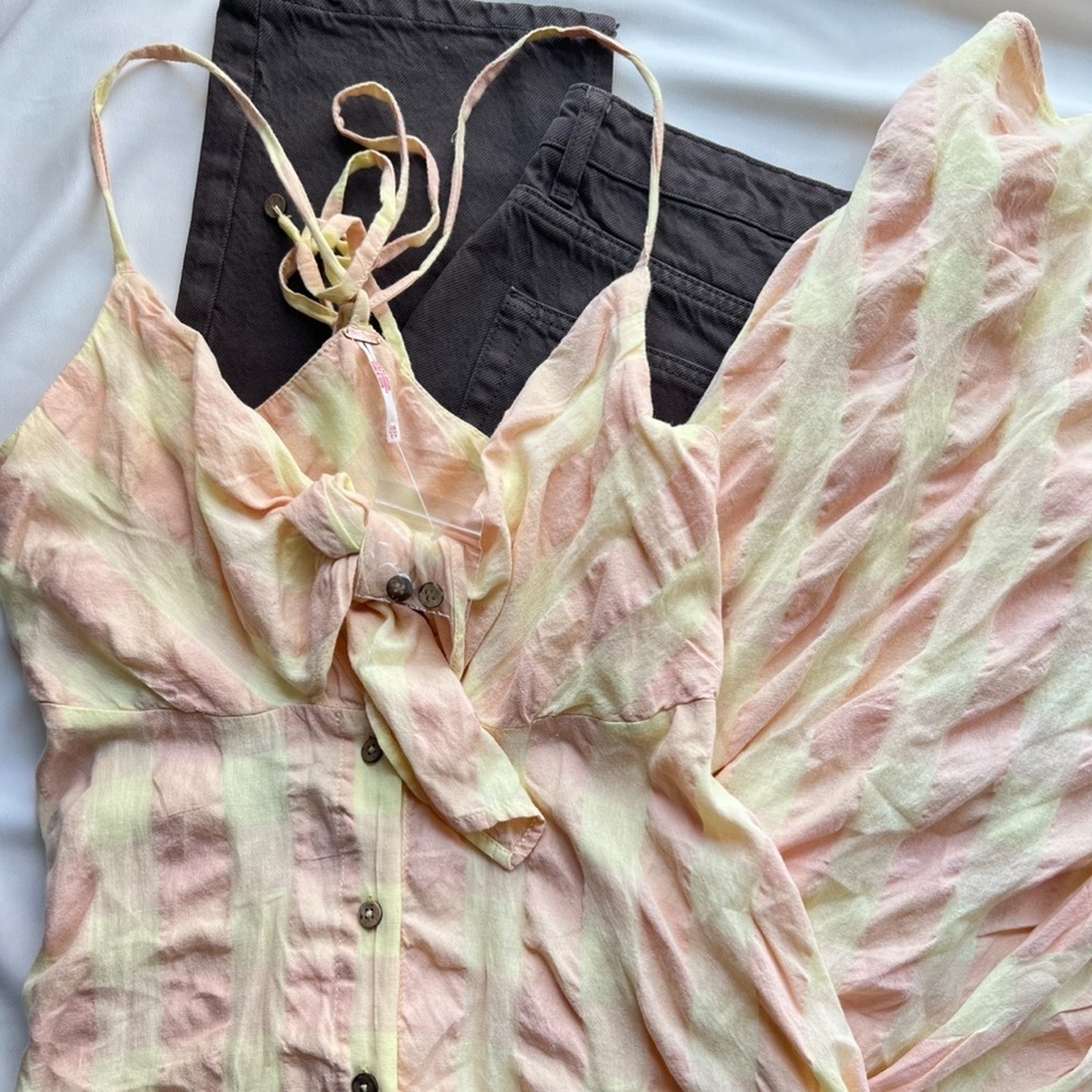 NWOT Free People Gingham Cami Midi Dress 🌼🐝 - Picture 3 of 5